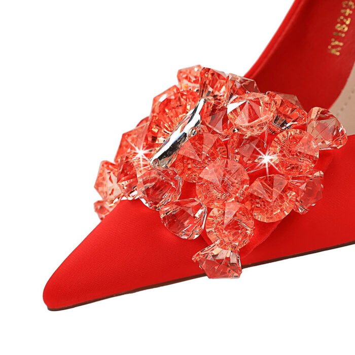 Bigtree Shoes 18249-h27 European and American Style Banquet High Heels Women's Shoes Ultra High Heel Stiletto Heel Satin Low-Cut Pointed-Toe Shoes Wedding Shoes - Image 4