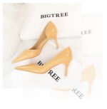 2928-2 retro European and American slim pedicure side hollow thin heel high heel shallow pointed stone pattern women's shoes - Image 17