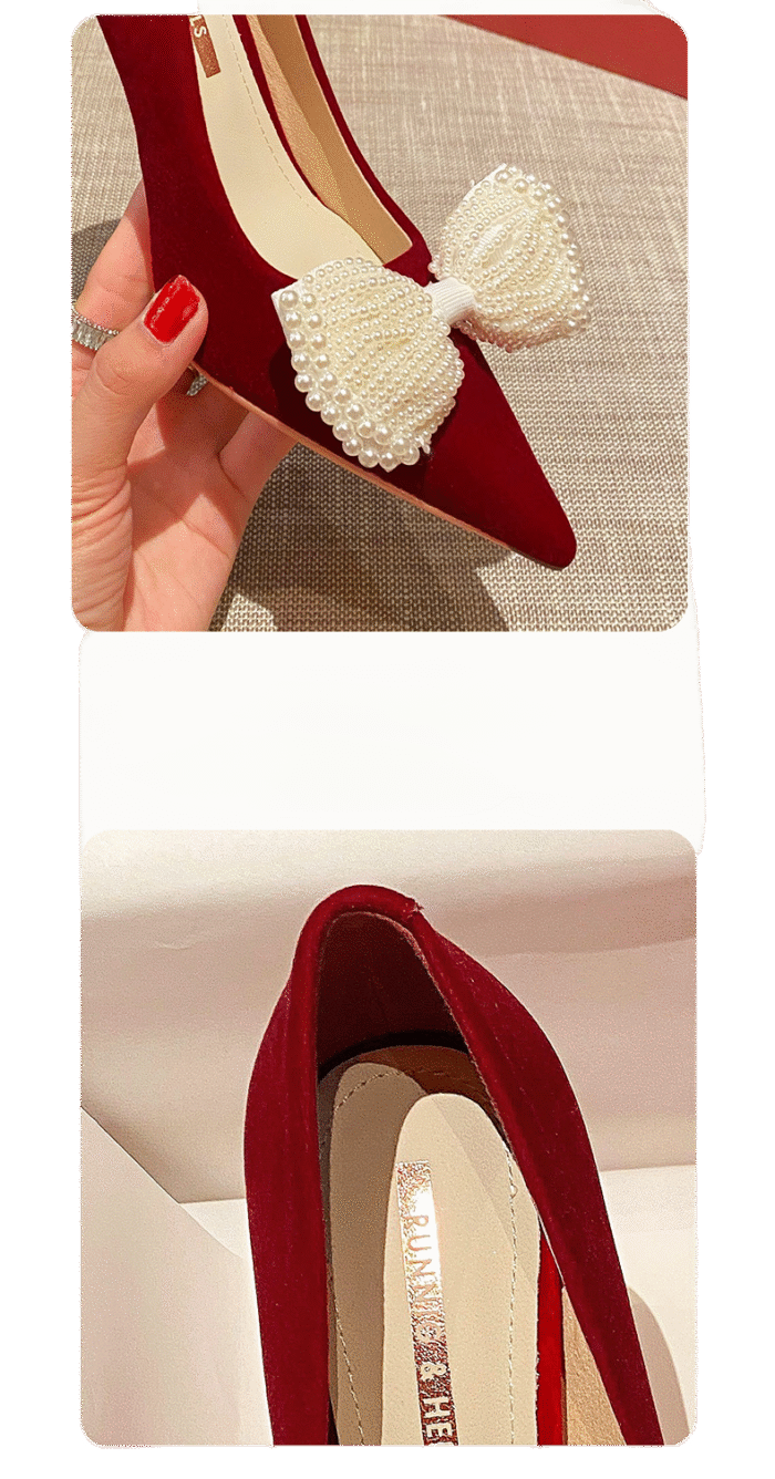 Runnig heels Runnig heels 878-43 Wedding Shoes Bridal Shoes Wedding Dress Red High Heels Women's Shoes Large and Small Size - Image 6