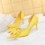 3168-A2Classic pointed bow decoration high-heeled women's shoes ankle anti-slip party-Bigtree shoes