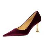 BIG TREE SHOES 1818-2 European and American Style Fashion Simple Banquet High Heels Metal Heel High Heel Xi Shi Suede Low-Cut Pointed-Toe Shoes - Image 5