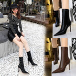 BIG TREE SHOES 315-12 European and American Style Winter Fashion Simple Stiletto Heel Pointed Toe Thinner Short Boots Female Skinny Boots - Image 2