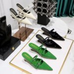 BIGTREE SHOES 1097-6 Korean Style Outdoor Slippers Pointed Toe Toe Cap High Heel Wedge Patent Leather Low-Cut Women's Half Slippers with Buckle - Image 4