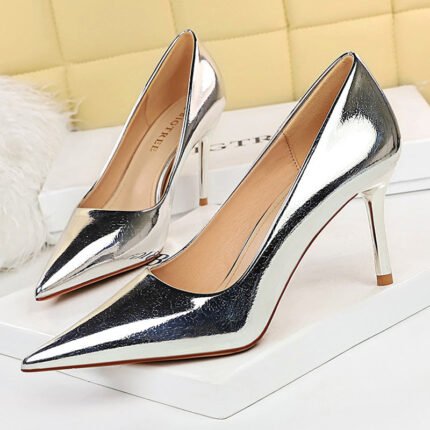 9236-8Patent leather women's shoes fashion wedding shoes stiletto shoes-Bigtree shoes
