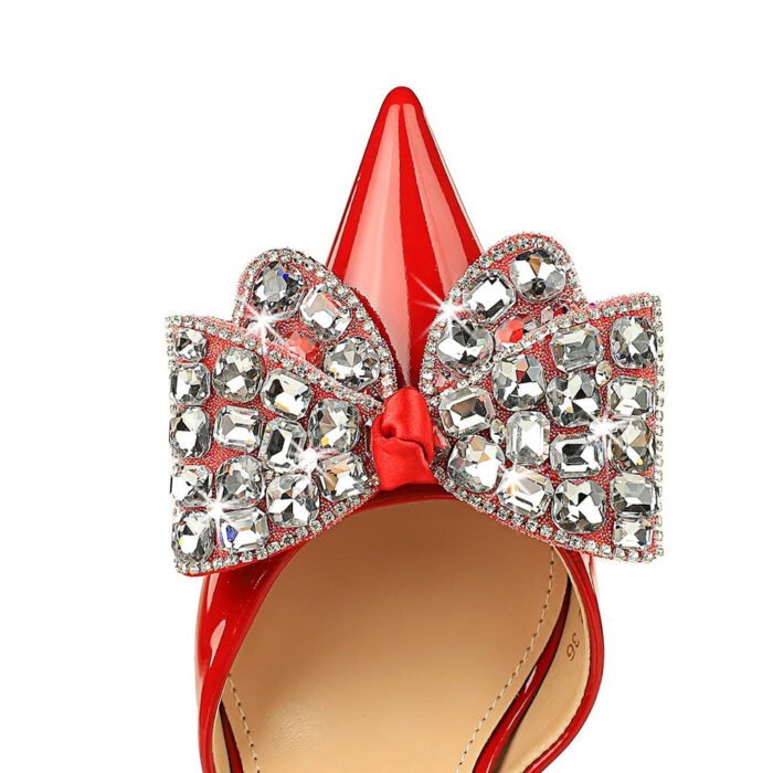BIGTREE SHOES 8323-h21 Korean Style Fashion Banquet Hollow High Heel Shoes Low-Cut Pointed Toe Rhinestone Bow Strap Women's Sandals - Image 4