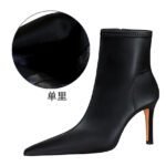 BIGTREE SHOES 9788-1 European and American Style Fashion Party Winter Short Female Boots Stiletto Heel Pointed-Toe Side Zip Ankle Boots - Image 6