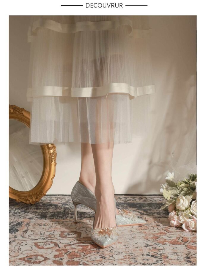 828-10 Pointed High Heel Shoes for Women Stiletto Wedding Shoes Bridal Shoes Crystal Shoes 31-Size 43 - Image 7
