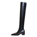 BIG TREE SHOES 009-22 European and American Fashion Minimalist Chunky Heel High Heel Pointed Toe Pedicure Skinny Leg over-the-Knee Boots Boots - Image 5