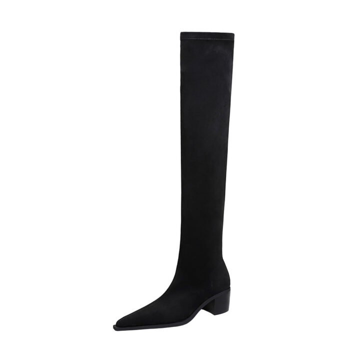 BIG TREE SHOES 009-20 European and American Fashion Minimalist Boots Chunky Heel High Heel Suede Sexy Nightclubs Thinner Pedicure over-the-Knee Boots - Image 6