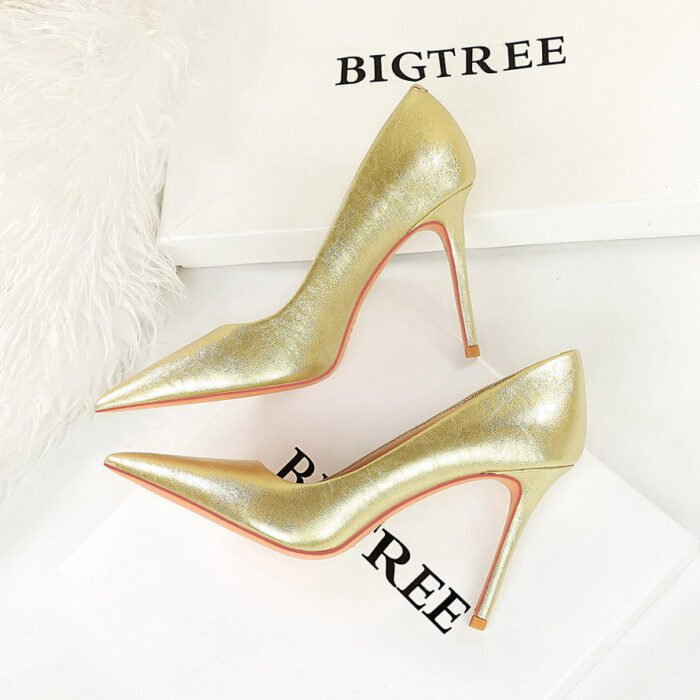 BIGTREE SHOES 3391-9 Retro European American Style Elegant Banquet High Heels Women's Shoes Stiletto Heel Shallow Mouth Pointed High Heel Pumps - Image 4