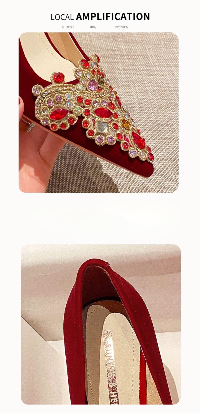 Runnig heels Runnig heels 878-66 Wedding Shoes Bridal Shoes Red High Heels for Women - Image 7