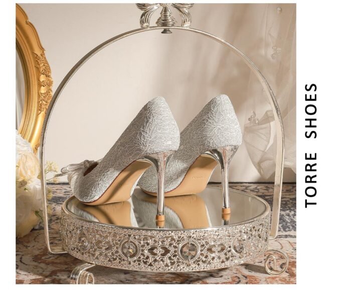 840-51 Rhinestone Bow Wedding Shoes Daily Wearable Niche High-Grade Stiletto Heel Low-Cut Pointed-Toe Shoes - Image 8