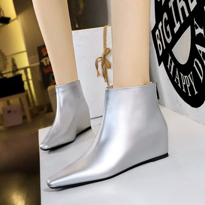 Bigtree Shoes 6632-8 European and American Retro Simplicity All-Matching Women's Boots Wedge Hidden Heel Mid Heel Slim Ankle Boots Ankle Boots - Image 2