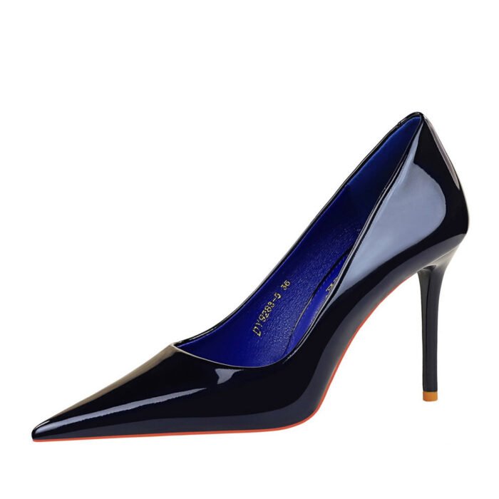 BIG TREE SHOES 9283-5 European and American Style Fashion Simple and Thin High Heels Patent Leather Low-Cut Pointed-Toe Shoes Women's Shoes High Heel Single-Layer Shoes Women - Image 5