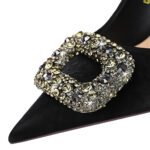 Bigtree Shoes 7239-K83 European and American Style Banquet High Heels Stiletto Low-Cut Pointed-Toe Super High Heel Women's Shoes Metal Rhinestone Buckle Pumps - Image 4