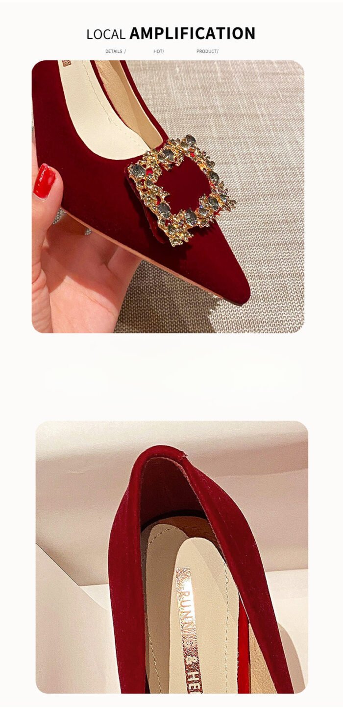 Runnig heels Runnig heels 878-31 Wedding Shoes Bridal Shoes Wedding Dress Two-Way Red High Heels Women's Shoes - Image 5