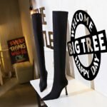 BIGTREE SHOES 365-9 European and American Style Banquet  Thinner Boots Super High Heel Pointed Elastic Lycra over-the-Knee Boots - Image 3