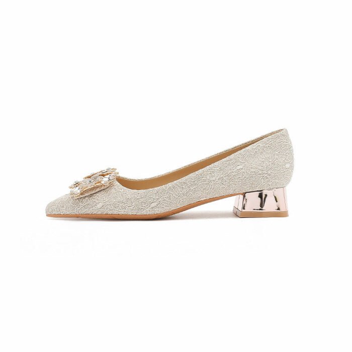 3118-6 Bridal Wedding Shoes Not Tired Women's French Flat Pointed Lace Elegant Single-Layer Shoes Pregnant Women Can Wear Daily - Image 6