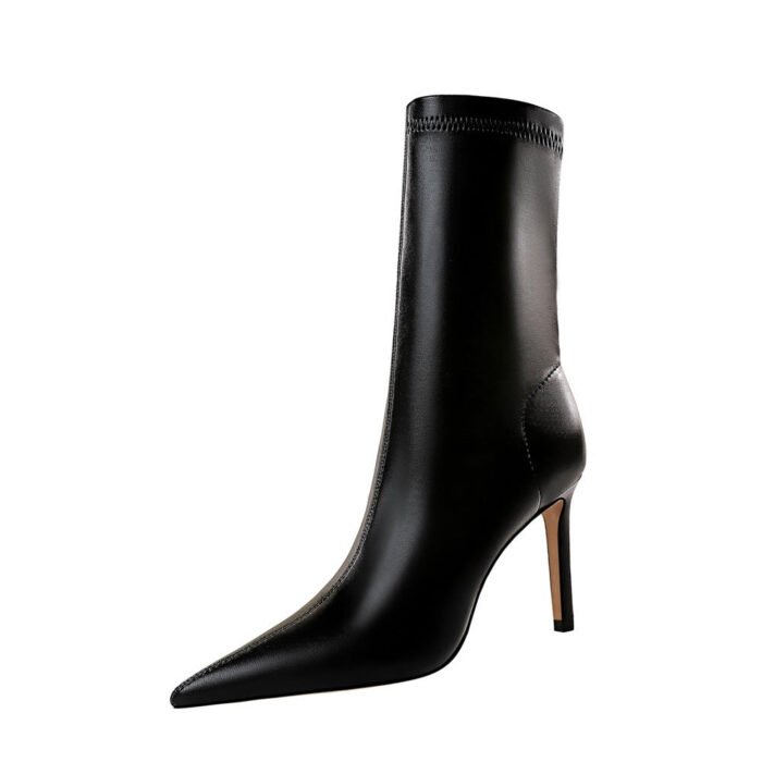 BIG TREE SHOES 315-12 European and American Style Winter Fashion Simple Stiletto Heel Pointed Toe Sexy Nightclubs Thinner Short Boots Female Skinny Boots - Image 5