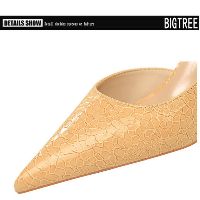 2928-2 retro European and American sexy slim pedicure side hollow thin heel high heel shallow pointed stone pattern women's shoes - Image 18