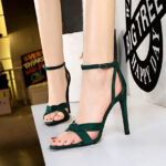 927-5 European and American Summer  Thinner High Heels Women's Shoes Super High Heel Suede Peep Toe Strap Sandals BIG TREE SHOES - Image 3