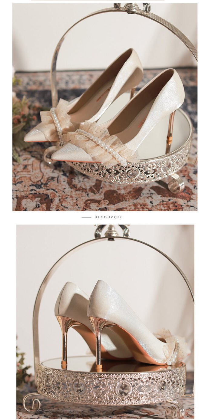 828-81 Pointed High Heels Women's Stiletto Heel New Wedding Shoes High-Grade Sense Xiuhe Wedding Dress Annual Meeting Pumps - Image 6