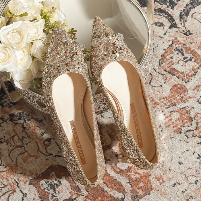 3119-5 French Wedding Shoes Bridal Women's Shoes Xiuhe Main Wedding Dress Bridesmaid Shoes High-Grade Crystal High Heels Annual Meeting - Image 4