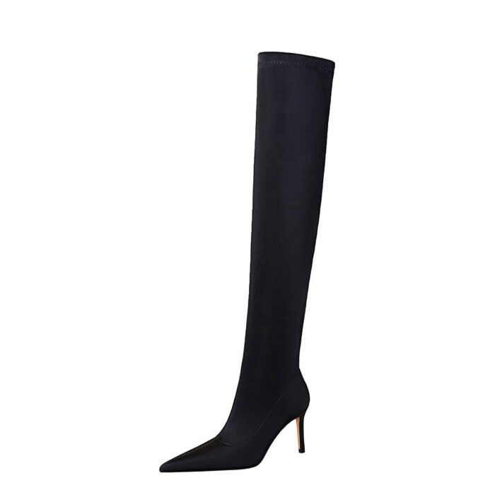 BIG TREE SHOES 315-A9 European and American Style Simple High Heel Pointed Elastic Lycra Sexy Nightclubs Thinner Pedicure Leg Repair over-the-Knee Boots - Image 5