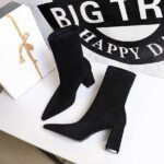 6838-1Ankle boots Women's pointed velvet boots Square high-heeled boots Women's shoes Fashion-Bigtree shoes - Image 4