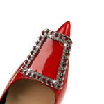 Bigtree Shoes 6122-8 K66 European and American Banquet High Heels Women's Shoes Shiny Patent Leather Shallow Mouth Pointed-Toe Metal Big Rhinestone Buckle Pumps - Image 4