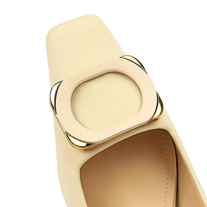 BIGTREE SHOES 6183-k22 European and American Spring and Autumn Banquet Women's Shoes High Heel Low-Cut Square Toe Metal Fastener Women's Thin Shoes High Heels - Image 4