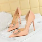 Big Tree Shoes 626-K6 European and American Style Thinner Side Hollow High Heels Women's Shoes Stiletto Heel Rhinestone Buckle Pumps - Image 3