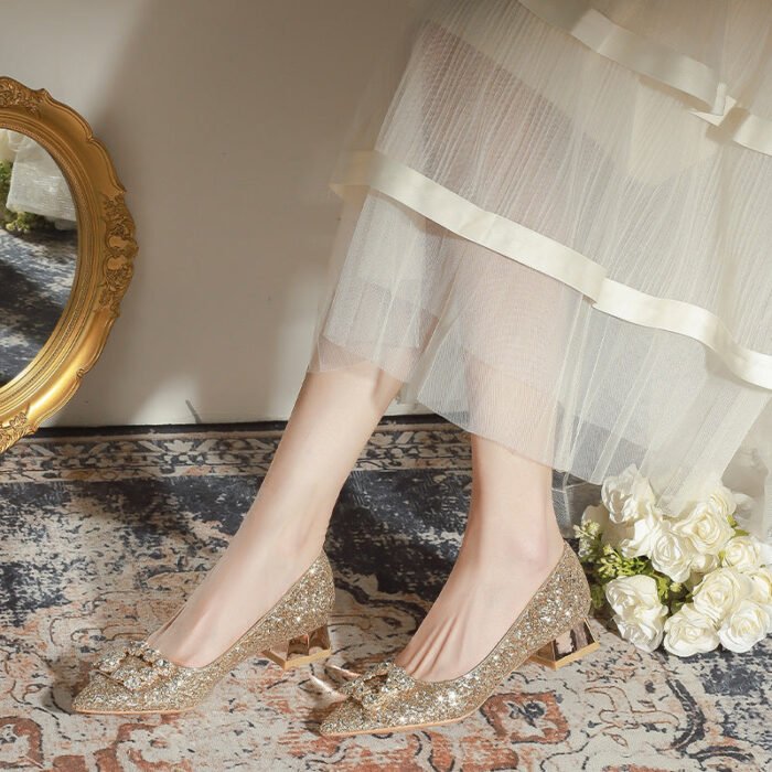 3119-5 French Wedding Shoes Bridal Women's Shoes Xiuhe Main Wedding Dress Bridesmaid Shoes High-Grade Crystal High Heels Annual Meeting - Image 2