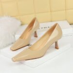 BIG TREE SHOES 6183-1 Korean Style Spring and Autumn Fashion Simple Patent Leather Women's Shoes Stiletto Heel Low-Cut Square Toe All-Matching High Heels Pumps - Image 4