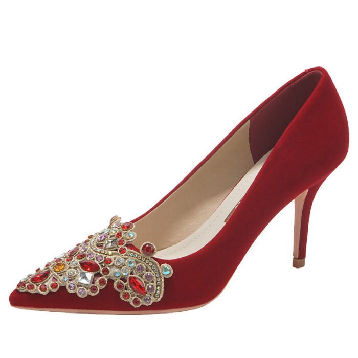Runnig heels Runnig heels 878-66 Wedding Shoes Bridal Shoes Red High Heels for Women - Image 2