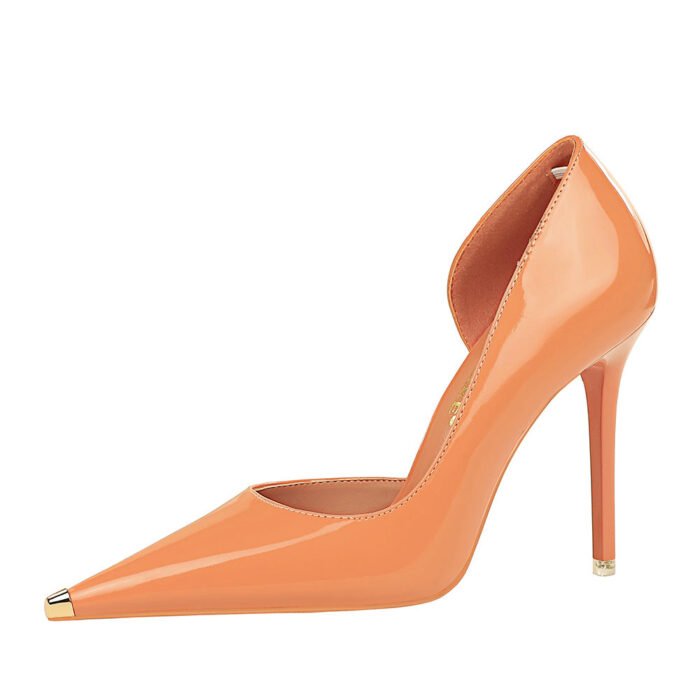 BIGTREE 8829-5 European and American Style Fashion Simple Sexy Nightclubs Thinner Stiletto Heel Side Hollow Shallow Mouth Metal Pumps - Image 5