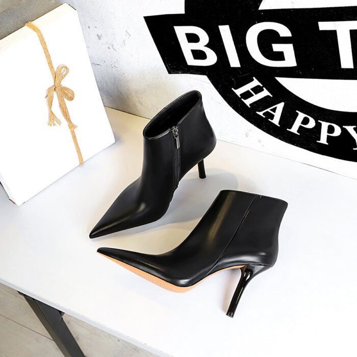 BIG TREE SHOES 1619-6 European and American Style Fashion Sexy Nightclubs Thinner Super High Heel Pointed Winter Side Zipper Female Boots Ankle Boots - Image 4
