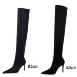 315-A9Over knee boots pointed high heel boots satin elastic boots-Bigtree shoes - Image 6