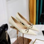 BIG TREE SHOES 237-2 European and American Style Women's Shoes Stiletto Mid-Heel Shallow Mouth Pointed-Toe Retro Stone Pattern Patent Leather Metal Leathern Buckle Shoes - Image 2