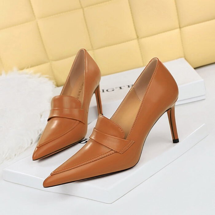 BIG TREE SHOES 837-5 Retro Europe and America High Heels Women's Shoes Stiletto Heel Pointed Toe High-Cut Shoes Pedicure Slimming Deep Mouth Women's Shoes - Image 4
