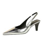 BIGTREE SHOES 2 A06 Retro European American Style Simple High Heel Shallow Mouth Square Toe Metal Feeling Women's Shoes Hollow out Back Strap Back Open Shoes - Image 5