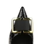 BIGTREE SHOES 3391-K57 European and American Style High Heels Women's Shoes Stiletto Heel Vintage Stone Pattern Patent Leather Pointed Belt Buckle Decoration Pumps - Image 4