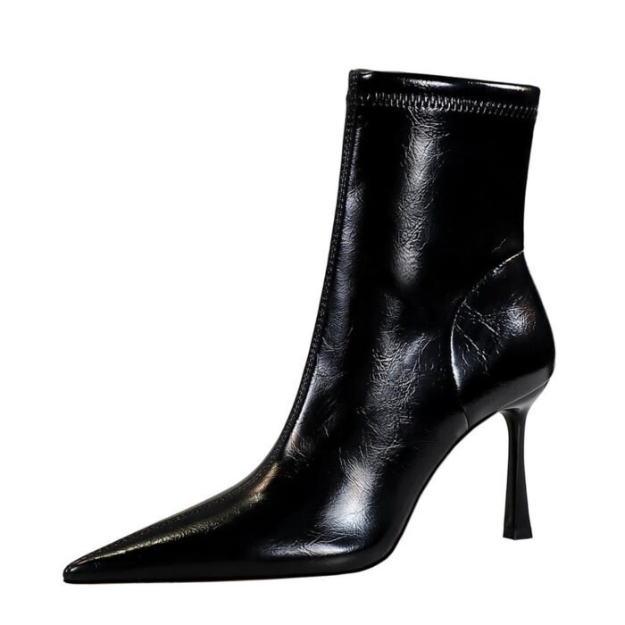 Bigtree Shoes 7922-1 European and American Style Fashion Banquet Female Boots Short Stiletto Heel Pointed Winter Side Zip Short Boots - Image 5