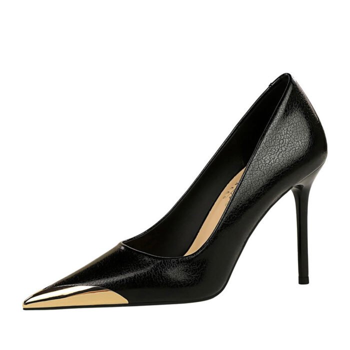 BIGTREE SHOES 3739-9 Retro European American Style Banquet High Heels Stiletto Women's Shoes Super High Heel Shallow Mouth Pointed-Toe Metal Pointed Toe Pumps - Image 5