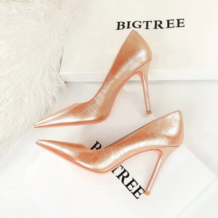 BIGTREE SHOES 3391-9 Retro European American Style Elegant Banquet High Heels Women's Shoes Stiletto Heel Shallow Mouth Pointed High Heel Pumps