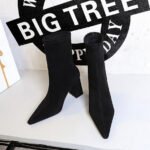 6838-1Ankle boots Women's pointed velvet boots Square high-heeled boots Women's shoes Fashion-Bigtree shoes - Image 3