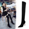 425602a7644a8c0ac562428aac131e12-1 BIG TREE SHOES 315-9 European and American Style Fashion High Heel Elastic Lycra Stiletto Heel Pointed Toe Thinner Pedicure over-the-Knee Boots