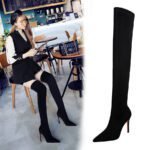 BIG TREE SHOES 315-9 European and American Style Fashion High Heel Elastic Lycra Stiletto Heel Pointed Toe Thinner Pedicure over-the-Knee Boots