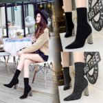 BIG TREE SHOES 3128-2 European and American Style Women's Short Boots Metal Heel Chunky Heel High Heel Thinner Pointed Wool Ankle Boots - Image 3