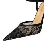 221-8 European and American Thinner Stiletto Heel Shallow Mouth Pointed-Toe Hollowed Mesh Lace Strap Sandals - Image 4